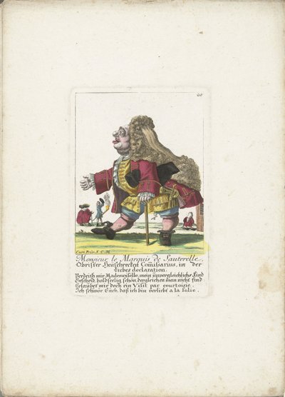 Dvärgen Monsieur le Marquis de Sauterelle, ca. 1710 Monsieur le Marquis de Sauterelle, Obrister Heüschrecken Commissarius, in der Liebes deklaration (titel på objekt) Il Callotto resurcitato eller nyutnämnd Zwerchen-kabinett (serietitel) av Martin Engelbrecht (attributed to)