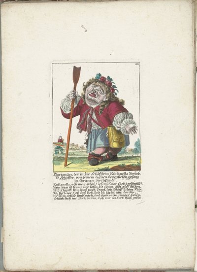 De dwerg Ploriander som herde, ca 1710 Ploriander, herden förälskad i herdinnan Ruffanella, brister i gråt av sin egen rörande sång (titel på objekt) Il Callotto resurcitato eller nyinrett litet skåp (serie av Martin Engelbrecht (attributed to)