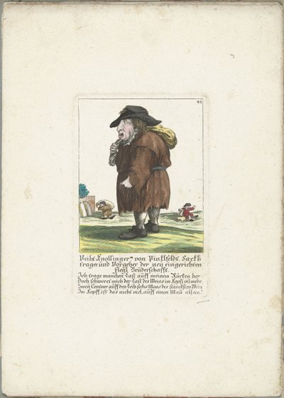 Dwerg Veith Knollinger av Pinklfeldt, ca 1710 Veith Knollinger von Pinklfeldt, Baghtrager och föregångare till det nyinrättade Flegl Brotherhood (titel på objekt) Il Callotto resurcitato eller nyinrett litet skåp (serietitel) av Martin Engelbrecht (attributed to)