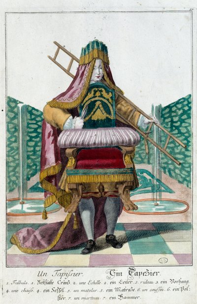 Metier: En klädsel. Gravyr av Martin Engelbrecht (1684-1756), i "" Ny sammansättning av manouvries habilles"" 1700-tal, Tyskland. Paris, Dekorativ konst av Martin Engelbrecht
