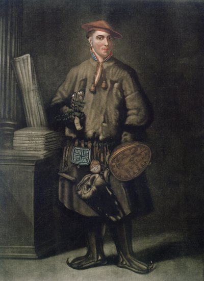Carolus Linnaeus (1707-78) i sin lappländska klänning, graverad av Henry Kingsbury (fl.1775-98), publicerad 1805 av Martin Hoffman