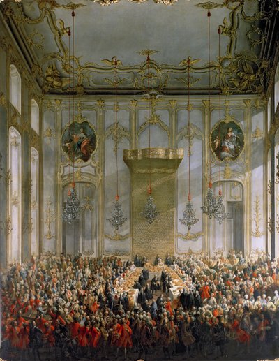 Hovbankett i stora förkammaren i Hofburg-palatset, Wien (för detaljer se 68229) av Martin II Mytens or Meytens