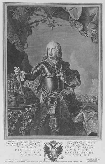 Francis I, helige romerske kejsare, graverad av Philipp Andreas Kilian av Martin II Mytens or Meytens