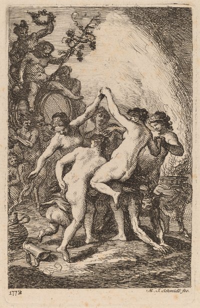 Bacchus triumf med dansande nymfer av Martin Johann Schmidt