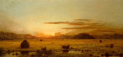 Soluppgång, Hoboken Meadows, ca 1875-1885 av Martin Johnson Heade