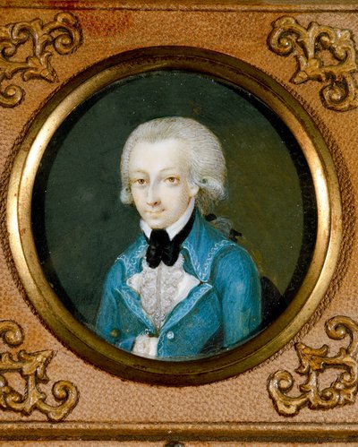 Österrike, Porträtt av den österrikiske kompositören Wolfgang Amadeus Mozart (1756 - 1791), ca 1773 (miniatyr på elfenben) av Martin Knoller
