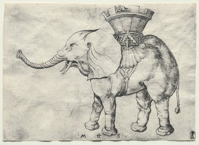 En elefant med Howdah, ca. 1485. av Martin Schongauer