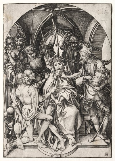 Kristus krönt med törnar. av Martin Schongauer