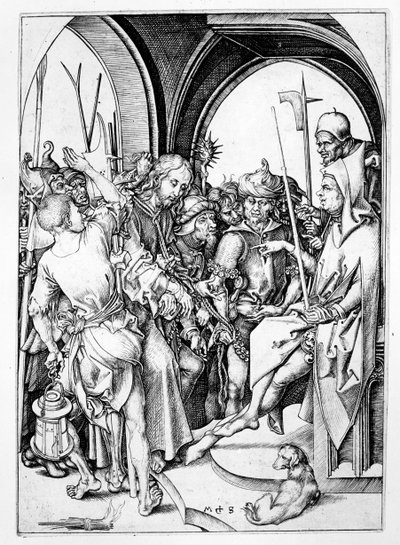 Kristus före Annas (gravyr) av Martin Schongauer