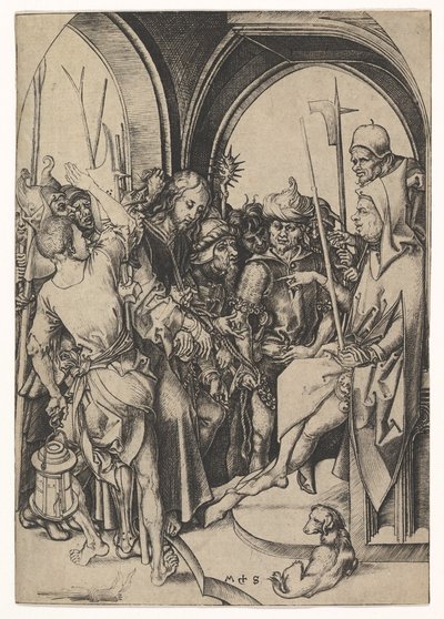 Kristus före Annas, ca. 1435-1491. av Martin Schongauer