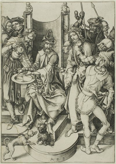 Kristus före Pilatus, från The Passion av Martin Schongauer