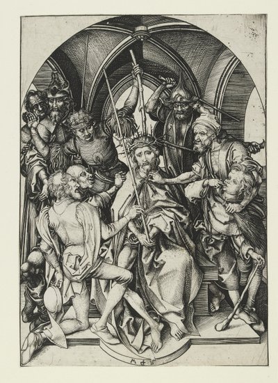 Kristus krönt med törnar, sent 1400-tal av Martin Schongauer