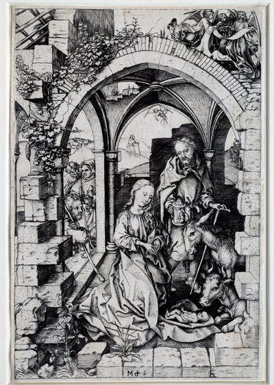 Nativitteckning av Martin Schongauer (1450-1491) 1400-talets Paris. av Martin Schongauer
