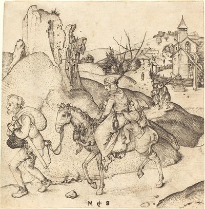 Bondfamiljen på väg till marknaden av Martin Schongauer