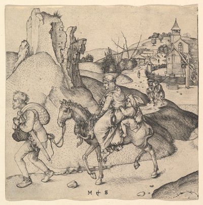 Bondfamiljen på väg till marknaden, ca. 1435-1491. av Martin Schongauer