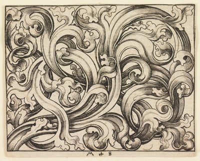 Horisontell fyllning på en ljus bakgrund (horisontell prydnad) av Martin Schongauer