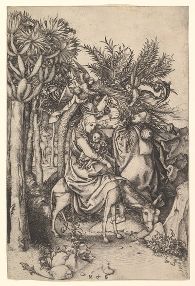 Vila på flykten till Egypten, ca. 1435-1491. av Martin Schongauer