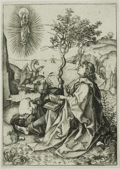 Johannes evangelisten på Patmos av Martin Schongauer