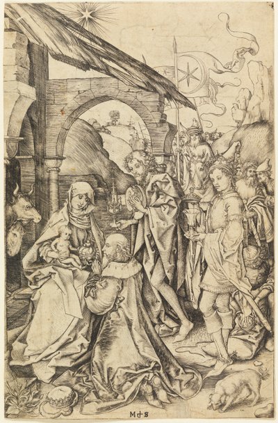 Tillbedjan av Magi av Martin Schongauer