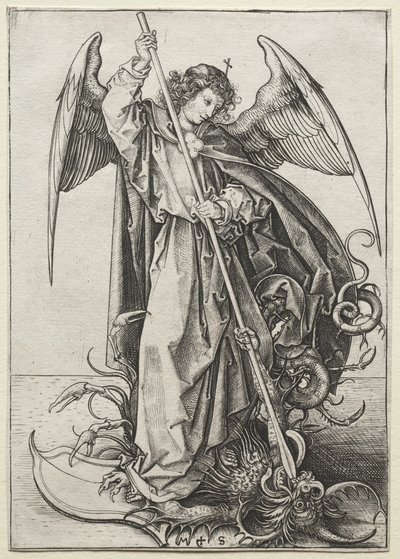 Ärkeängeln Michael genomborrar draken av Martin Schongauer