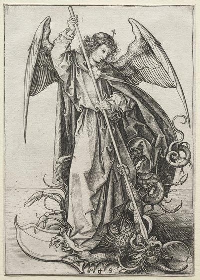 Ärkeängeln Michael genomborrar draken, ca. 1475. av Martin Schongauer