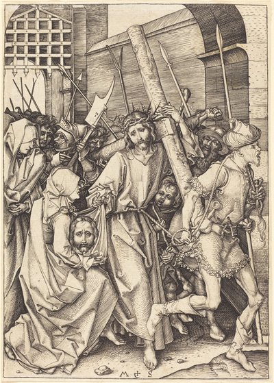Korsets bärande med Saint Veronica av Martin Schongauer