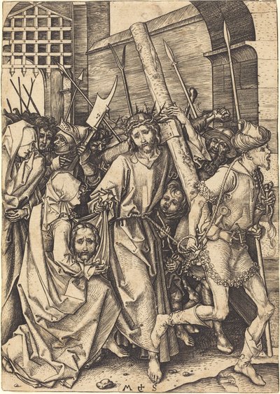 Korsets bärande med Saint Veronica av Martin Schongauer