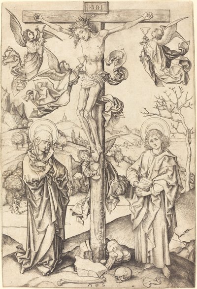 Korsfästelsen med fyra änglar av Martin Schongauer