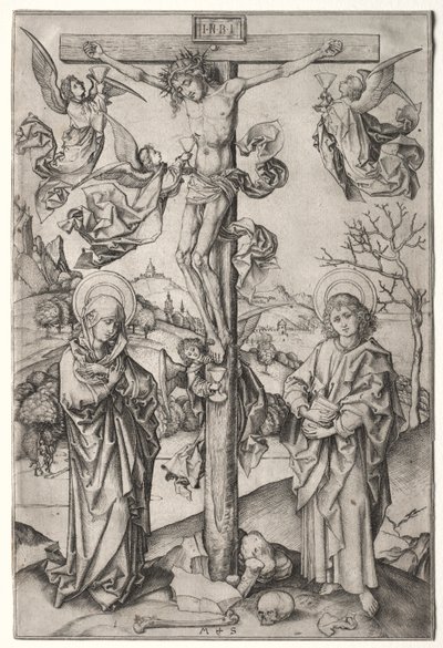 Korsfästelsen med fyra änglar av Martin Schongauer