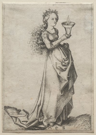Den första vise jungfrun. av Martin Schongauer