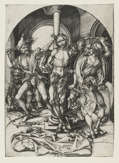 Flagelationen, sent 1400-tal av Martin Schongauer