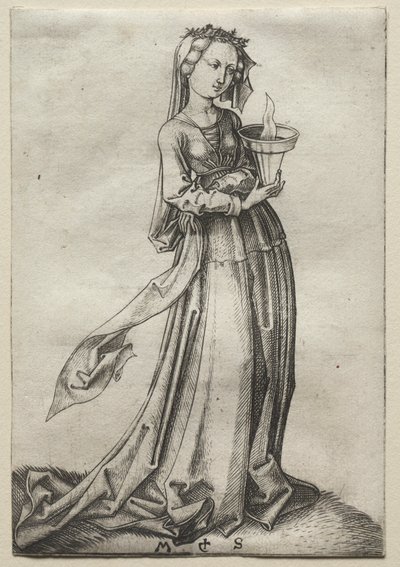 Den fjärde vise jungfrun. av Martin Schongauer