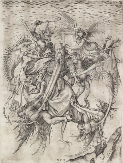 St Anthonys vedermödor, sent 1400-tal av Martin Schongauer