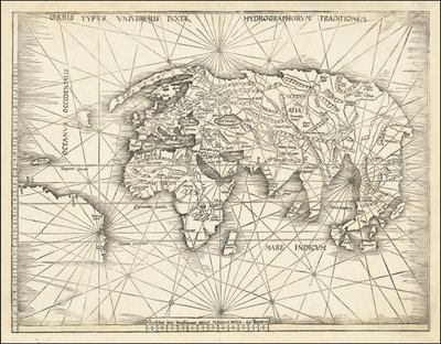 Karta från 1513 - Orbis Typus Universalis Iuxta Hydrographorum Traditionem av Martin Waldseemuller