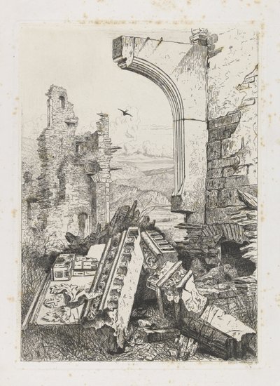 Ruinerna av Bourscheid slott av Martinus Antonius Kuytenbrouwer jr.