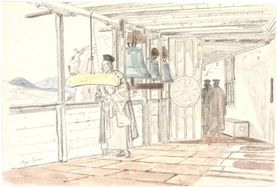 Klostergång med klockor av Martinus Rørbye