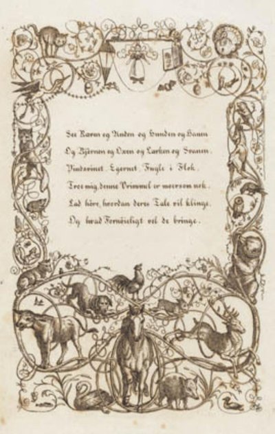 Illustration till "Halvhundra fabler för barn" av Hey av Martinus Rørbye