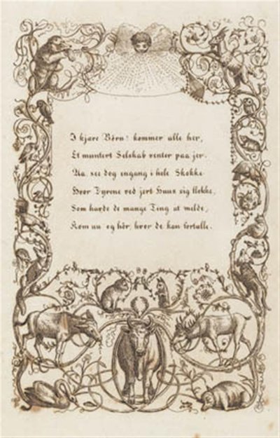 Illustration till "Halvhundra fabler för barn" av Hey av Martinus Rørbye
