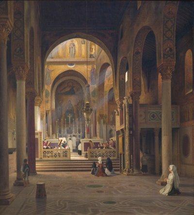 Interiör av Capella Palatina i Palermo, Italien av Martinus Rørbye