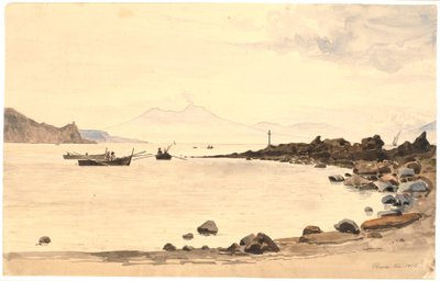 Utsikt mot Vesuvius från Procida av Martinus Rørbye