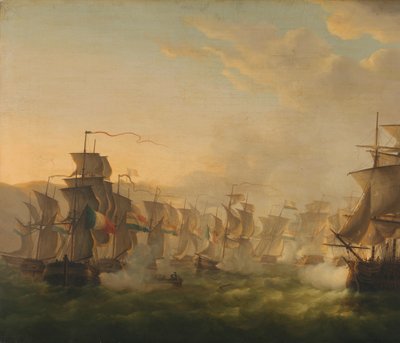 De holländska och brittiska flottornas sammandrabbning under den holländska flottiljens passage till Boulogne (1804) av Martinus Schouman (signed by artist)