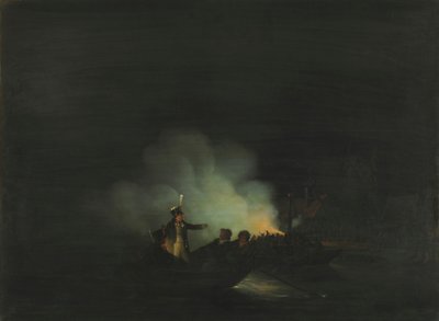Nederländska: Matthijs Beelaerts, befälhavare för nationalgardet, överfart till Papendrecht natten till den 22 november 1813 av Martinus Schouman