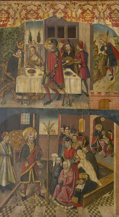 Saint Christopher tar avsked av kungen som fruktade Satan, Saint Christopher och hans konvertiter, 1480-85 av Martín de Soria