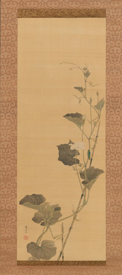 Kalebasblommor och skalbagge, tidigt 1800-tal. av Maruyama Ôshin