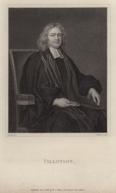 John Tillotson, ärkebiskop av Canterbury (gravyr) av Mary (after) Beale