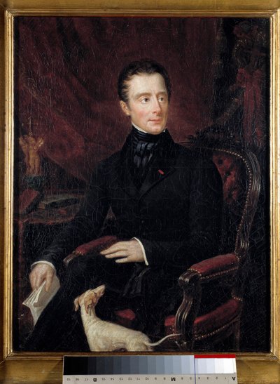 Porträtt av den franske poeten Alphonse de Lamartine (1790-1869) Målning av Marianne Lamartine (1800-talet). Paris. Romantiska livets museum av Mary Ann Elisa Lamartine