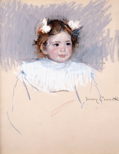 Ellen med rosetter i håret, Looking Right, 1899 av Mary Cassatt