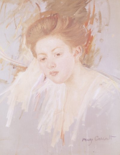 Head of a Young Girl (pastell på papper) av Mary Cassatt