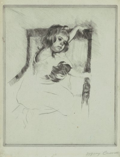 Knästående i en fåtölj av Mary Cassatt