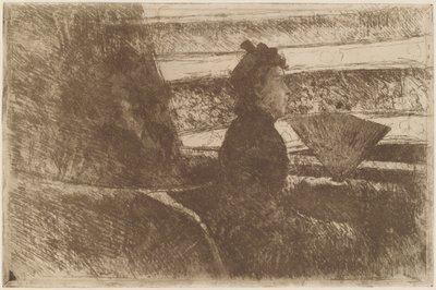 Lady in Black, in a Loge, Facing Right, ca. 1880. av Mary Cassatt